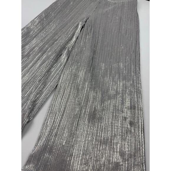 Janie & Jack Girl Silver Metallic Wide Leg Pants - Picture 3 of 5